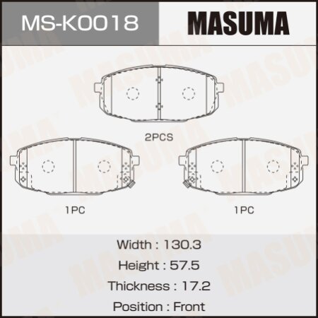Колодки тормозные дисковые Masuma, MS-K0018