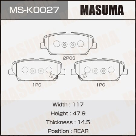 Колодки тормозные дисковые Masuma, MS-K0027