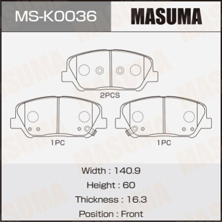 Колодки тормозные дисковые Masuma, MS-K0036