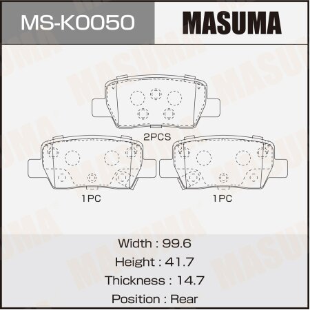 Колодки тормозные дисковые Masuma, MS-K0050