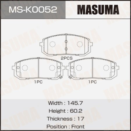 Колодки тормозные дисковые Masuma, MS-K0052