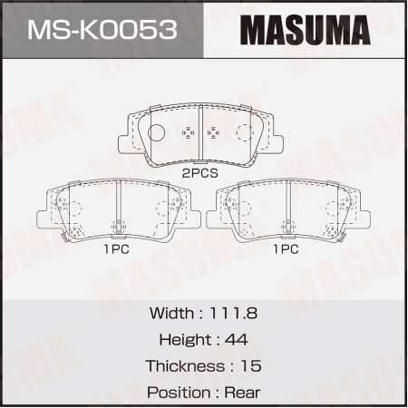 Колодки тормозные дисковые Masuma, MS-K0053