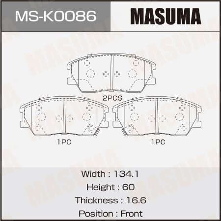 Колодки тормозные дисковые Masuma, MS-K0086