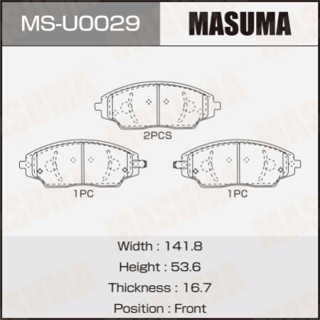 Колодки тормозные дисковые Masuma, MS-U0029