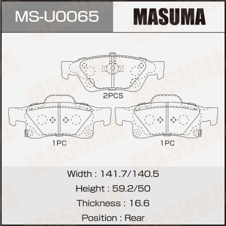 Колодки тормозные дисковые Masuma, MS-U0065