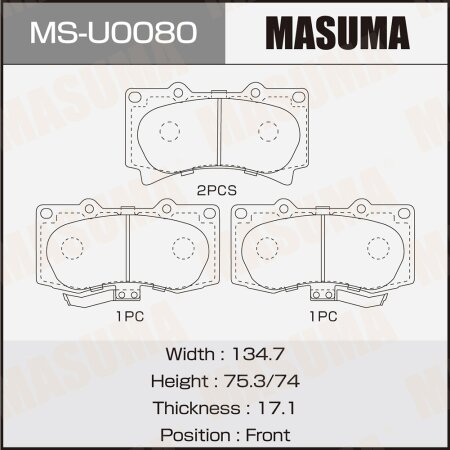 Колодки тормозные дисковые Masuma, MS-U0080