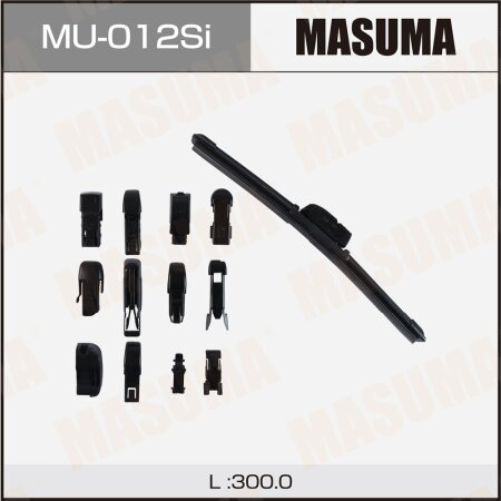 Щетка стеклоочистителя Masuma 12" (300мм) бескаркасная, силиконовая, 13 адаптеров в комплекте, MU-012Si
