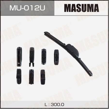 Щетка стеклоочистителя Masuma 12" (300мм) бескаркасная, 8 адаптеров в комплекте, MU-012U
