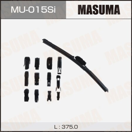 Щетка стеклоочистителя Masuma 15" (375мм) бескаркасная, силиконовая, 13 адаптеров в комплекте, MU-015Si