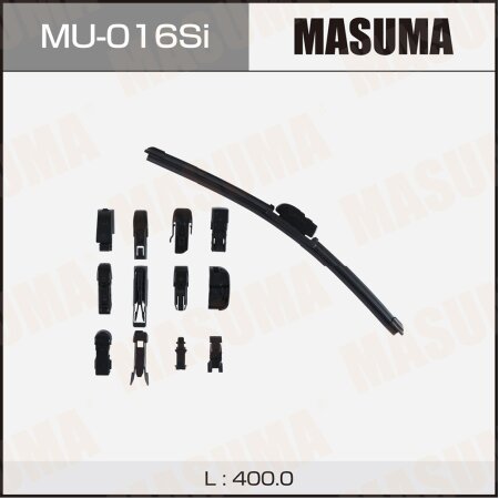 Щетка стеклоочистителя Masuma 16" (400мм) бескаркасная, силиконовая, 13 адаптеров в комплекте, MU-016Si