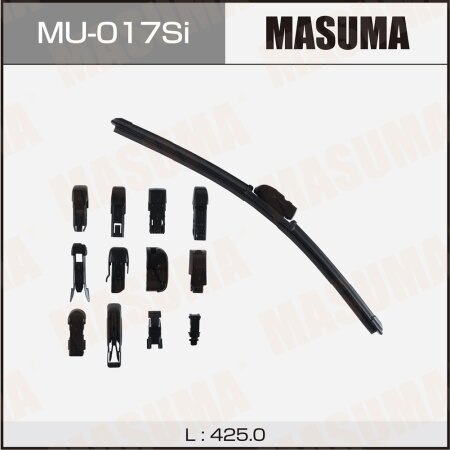 Щетка стеклоочистителя Masuma 17" (425мм) бескаркасная, силиконовая, 13 адаптеров в комплекте, MU-017Si