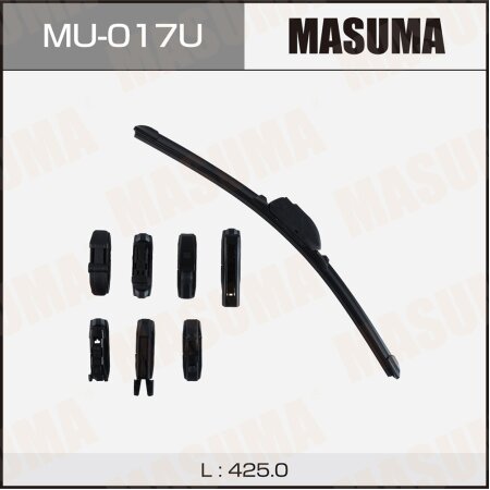 Щетка стеклоочистителя Masuma 17" (425мм) бескаркасная, 8 адаптеров в комплекте, MU-017U