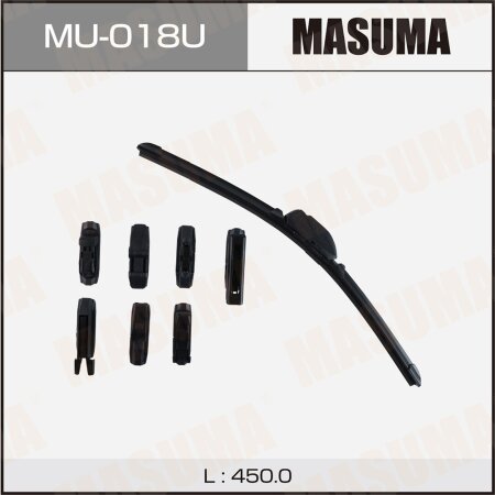 Щетка стеклоочистителя Masuma 18" (450мм) бескаркасная, 8 адаптеров в комплекте, MU-018U