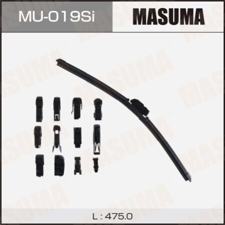 Щетка стеклоочистителя Masuma 19" (475мм) бескаркасная, силиконовая, 13 адаптеров в комплекте, MU-019Si