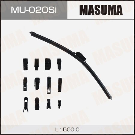 Щетка стеклоочистителя Masuma 20" (500мм) бескаркасная, силиконовая, 13 адаптеров в комплекте, MU-020Si