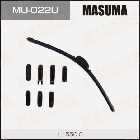 Щетка стеклоочистителя Masuma 22" (550мм) бескаркасная, 8 адаптеров в комплекте, MU-022U