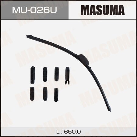 Щетка стеклоочистителя Masuma 26" (650мм) бескаркасная, 8 адаптеров в комплекте, MU-026U