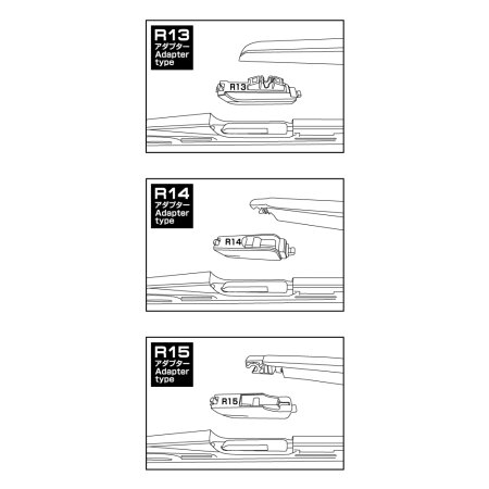 Дворник задний MASUMA пластиковый, силиконовый, универсальный 14"(350мм) 15 видов креплений, MU-114R