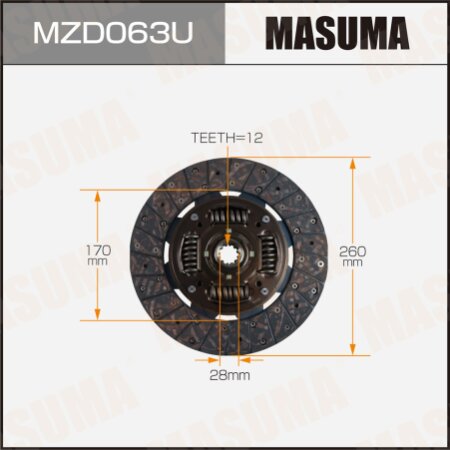 Диск сцепления Masuma, MZD063U