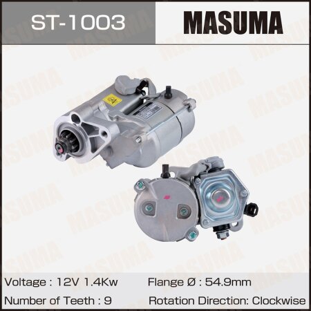 Стартер MASUMA, 12V/1.4KW, ST-1003