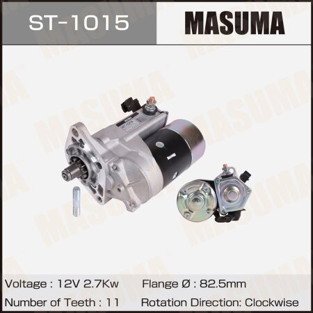 Стартер MASUMA, 12V/2.7KW, ST-1015