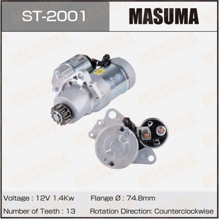 Стартер MASUMA, 12V/1.4KW, ST-2001