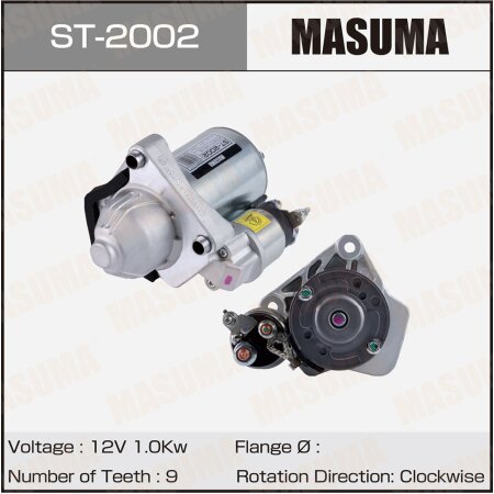 Стартер MASUMA, 12V/1.0KW, ST-2002