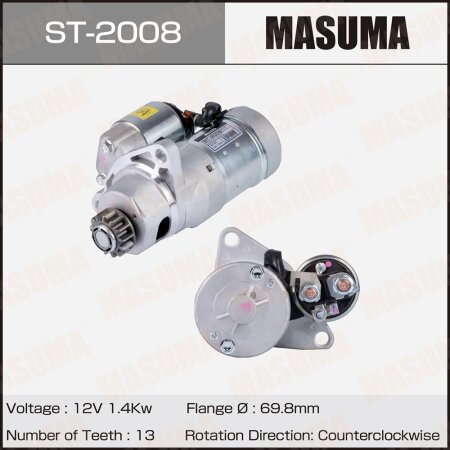Стартер MASUMA, 12V/1.4KW, ST-2008