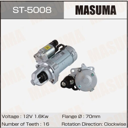 Стартер MASUMA, 12V/1.6KW, ST-5008