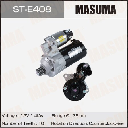 Стартер MASUMA, 12V/1.4KW, ST-E408