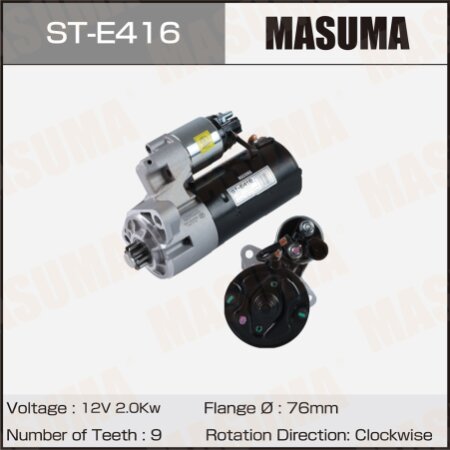 Стартер MASUMA, 12V/2.0KW, ST-E416