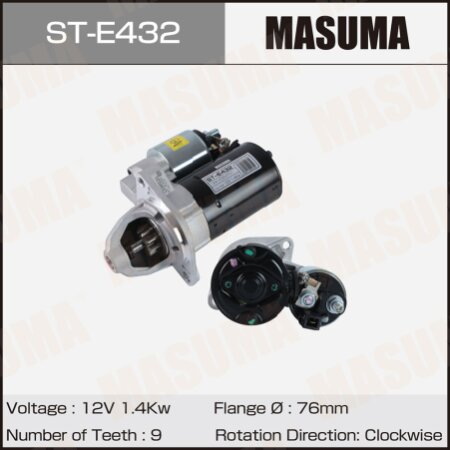 Стартер MASUMA, 12V/1.4KW, ST-E432