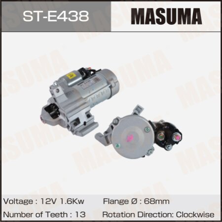 Стартер MASUMA, 12V/1.6KW, ST-E438
