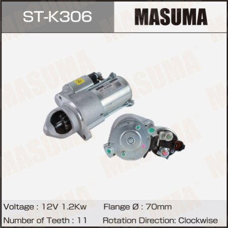 Стартер MASUMA, 12V/1.2KW, ST-K306