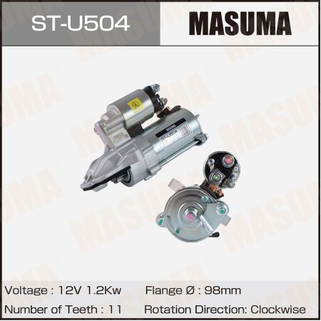 Стартер MASUMA, 12V/1.2KW, ST-U504